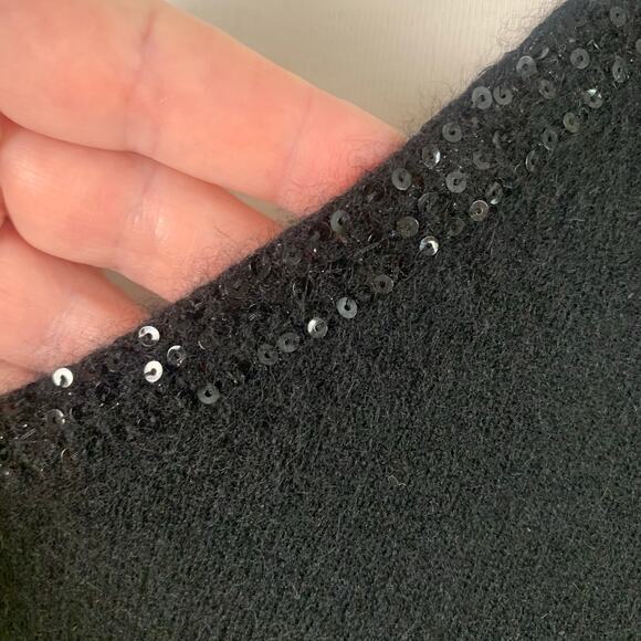 Jones New York Plus Size 2X Women's Cashmere Sequin V-neck Sweater Black Knit - Picture 7 of 8